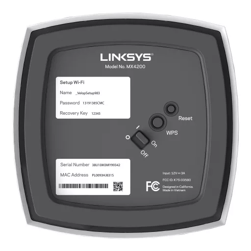 Linksys MX8400 Háromsávos (2,4 GHz / 5 GHz / 5 GHz) Wi-Fi 6 (802.11ax) Fehér 4 Belső