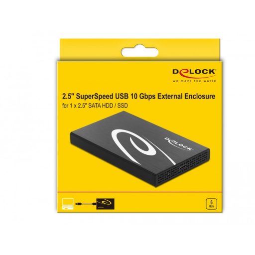 DeLOCK 42611 tárolóegység burkolat HDD/SSD ház Fekete, Fehér 2.5"