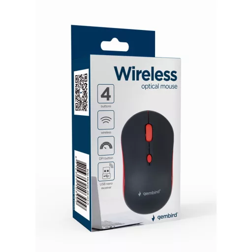Gembird WIRELESS OPTICAL MOUSE MUSW-4B-03-R 1600DP - Maus egér Irodai Kétkezes Vezeték nélküli RF Optikai 1600 DPI