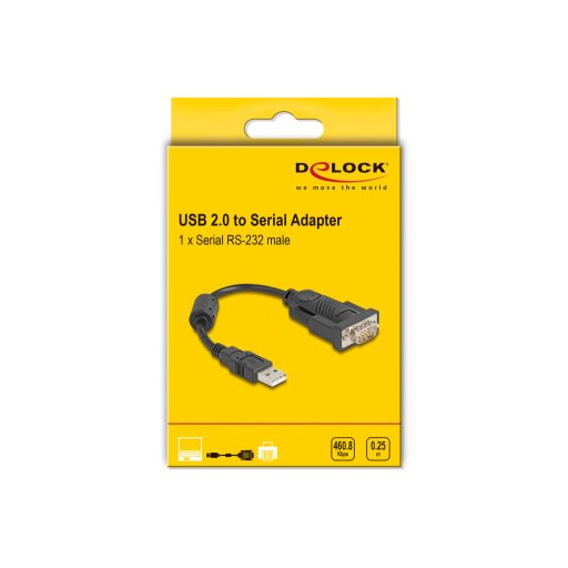 DeLOCK 64276 soros kábel Fekete 0,25 M USB A típus RS-232
