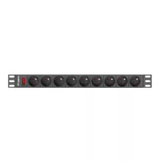   Lanberg PDU-09E-0300-BK áramelosztó egység (PDU) 9 AC kimenet(ek) 1U Fekete