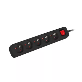   Lanberg PS1-05E-0150-BK elektromos elosztó 1,5 M 5 AC kimenet(ek) Beltéri Fekete