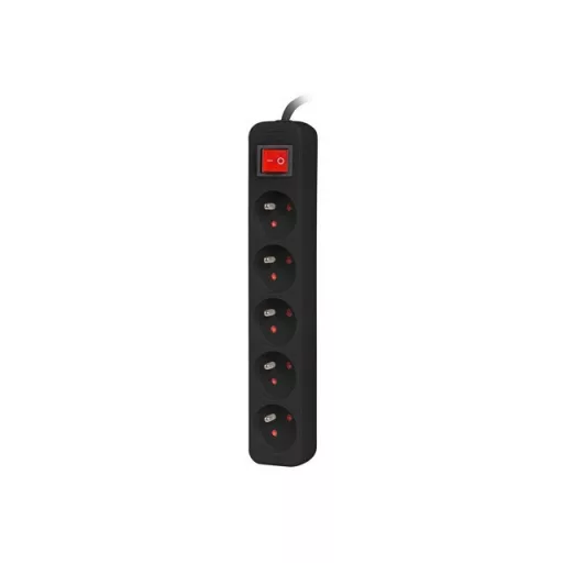 Lanberg PS1-05E-0150-BK elektromos elosztó 1,5 M 5 AC kimenet(ek) Beltéri Fekete