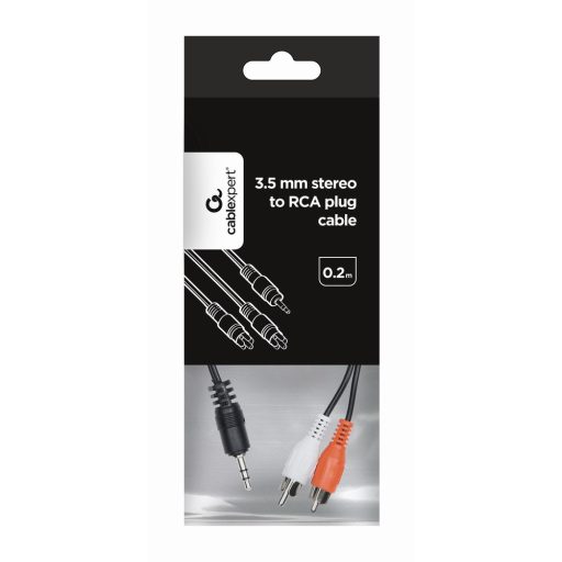 Gembird 0.2m, 3.5mm/2xRCA, M/M audio kábel 0,2 M Fekete, Vörös, Fehér