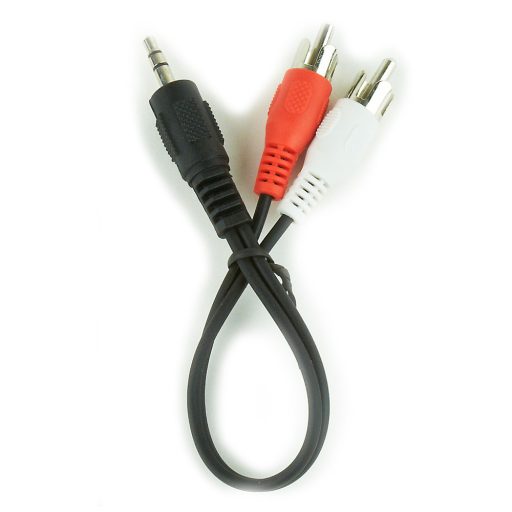 Gembird 0.2m, 3.5mm/2xRCA, M/M audio kábel 0,2 M Fekete, Vörös, Fehér
