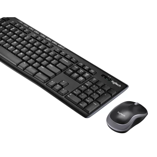 Logitech 920-004511 billentyűzet Egér mellékelve Otthoni Vezeték nélküli RF QWERTZ Német Fekete
