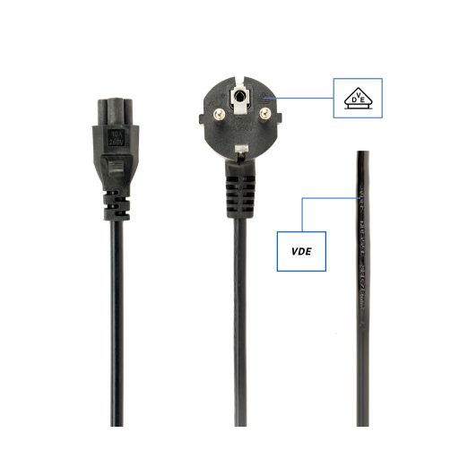 Gembird PC-186-ML12-1M tápkábel Fekete CEE7/7 C5 csatlakozó