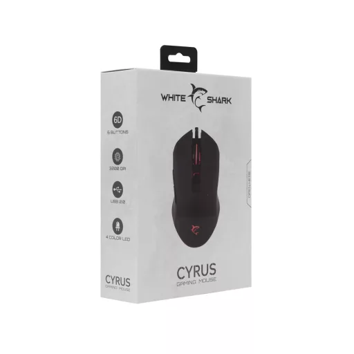 White Shark CYRUS egér Játék Kétkezes USB A típus Optikai 3200 DPI