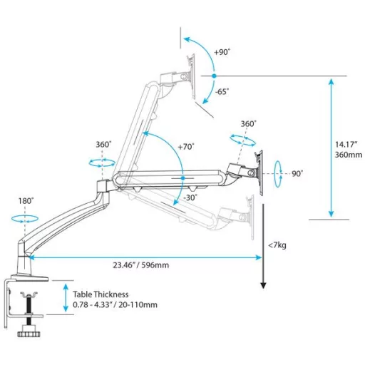 StarTech.com ARMSLIM asztali TV konzol 86,4 cm (34") Fekete