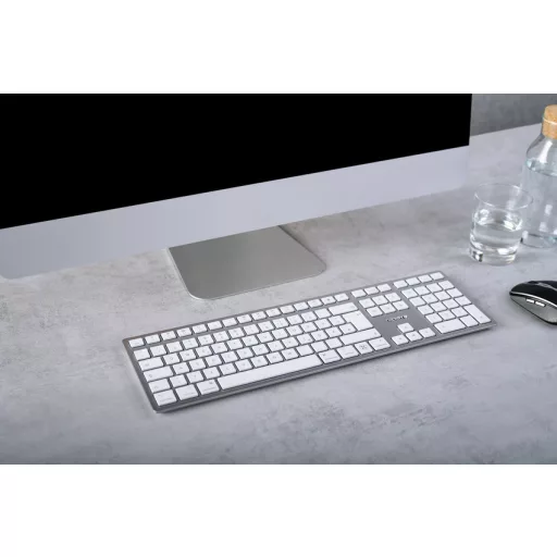 CHERRY KW 9100 SLIM FOR MAC billentyűzet Univerzális USB + Bluetooth QWERTZ Német Ezüst