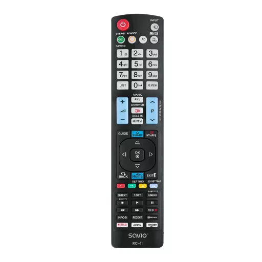 Savio RC-11 távirányító Vezeték nélküli infravörös TV Nyomógombok