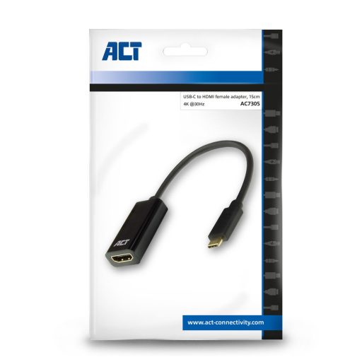 ACT AC7305 video átalakító kábel 0,15 M USB C-típus HDMI A-típus (Standard) Fekete