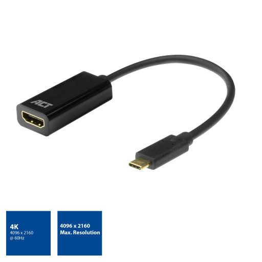 ACT AC7305 video átalakító kábel 0,15 M USB C-típus HDMI A-típus (Standard) Fekete