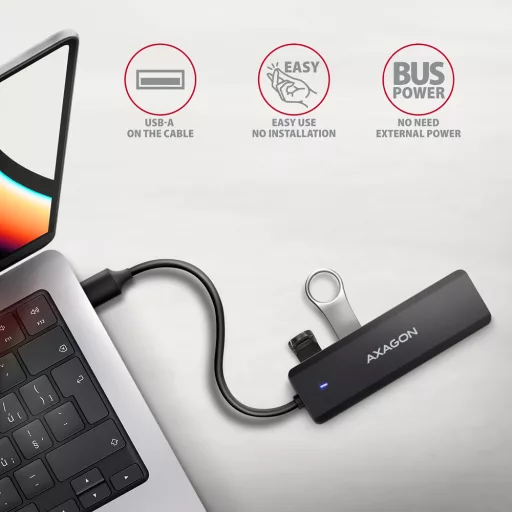 Axagon HUE-C1A hálózati csatlakozó USB 3.2 Gen 1 (3.1 Gen 1) Type-A 5000 Mbit/s Fekete