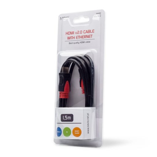 Savio CL-95 HDMI kábel 1,5 M HDMI A-típus (Standard) Fekete