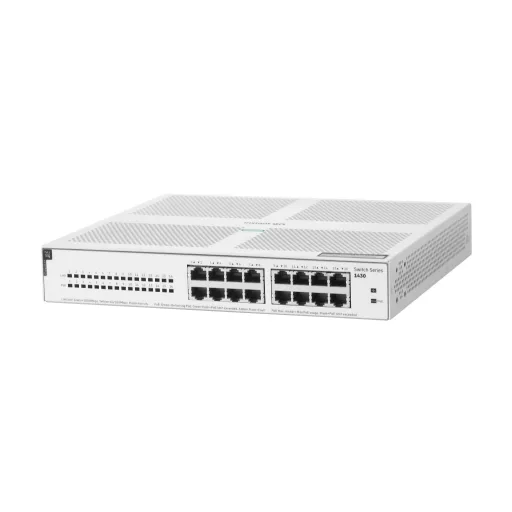 HPE Aruba Networking Networking Instant On Switch 16p Gigabit CL4 PoE 124W 1430 Beállítást nem igénylő (unmanaged) L2 Gigabit Ethernet (10/100/1000) Ethernet-áramellátás (PoE) támogatása 1U Fehér