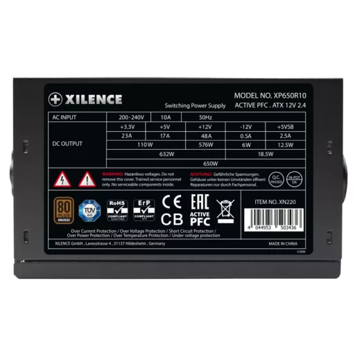 Xilence XN225 650 W 20+4 pin ATX ATX Fekete, Vörös