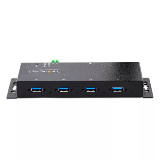 StarTech.com 5G4AINDNP-USB-A-HUB hálózati csatlakozó USB 3.2 Gen 1 (3.1 Gen 1) Type-B 5000 Mbit/s Fekete