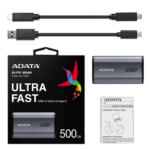 ADATA SE880 500 GB USB C-típus 3.2 Gen 2 (3.1 Gen 2) Wi-Fi Szürke