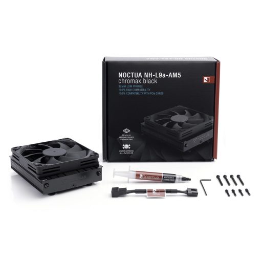 Noctua NH-L9A-AM5 CHROMAX.BLACK számítógépes hűtőrendszer Processzor Hűtő 9,2 cm Fekete 1 db