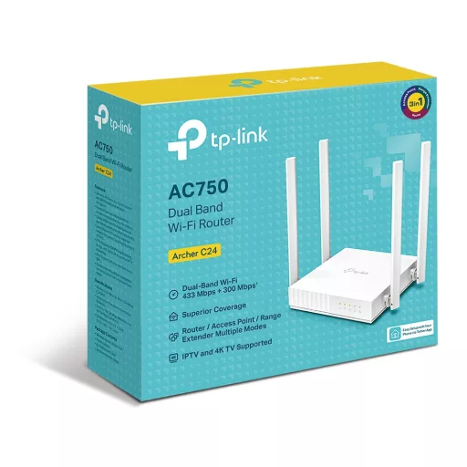 TP-Link ARCHER C24 vezetéknélküli router Fast Ethernet Kétsávos (2,4 GHz / 5 GHz) Fehér