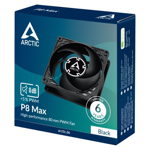 ARCTIC P8 Max 8 cm Fekete 1 db