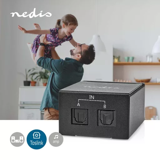 Nedis ASWI2512BK audió kapcsoló Fekete