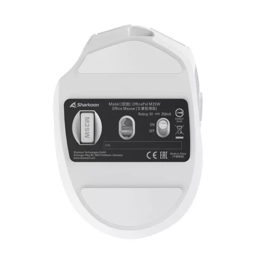 Sharkoon OfficePal M25W egér Játék Jobbkezes RF Wireless + USB Type-C Optikai 4000 DPI