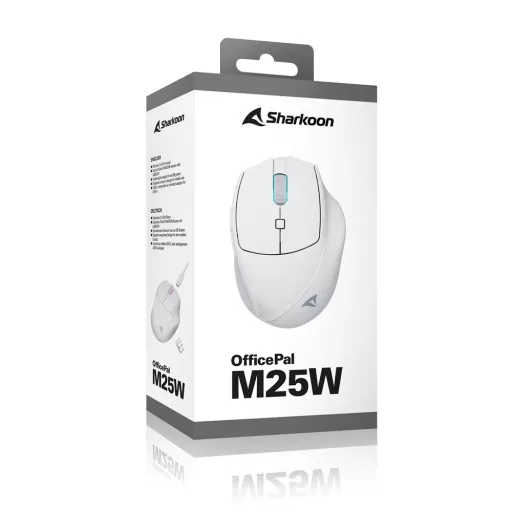 Sharkoon OfficePal M25W egér Játék Jobbkezes RF Wireless + USB Type-C Optikai 4000 DPI
