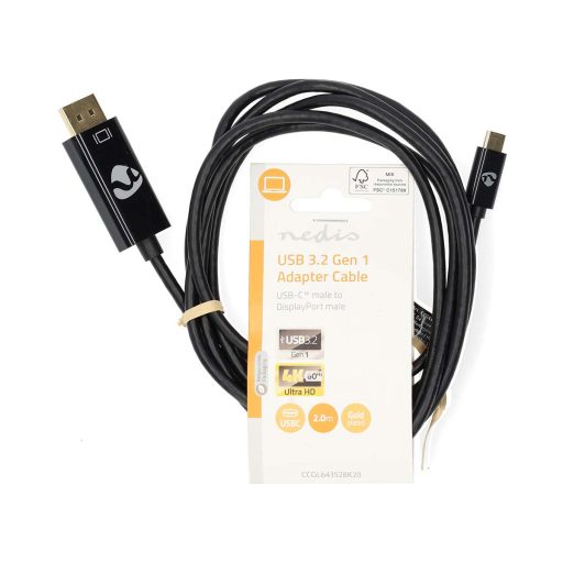 Nedis CCGL64352BK20 video átalakító kábel 2 M USB C-típus DisplayPort Fekete