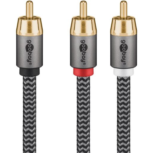 Goobay 65300 audio kábel 2 M 2 x RCA RCA Fekete, Ezüst