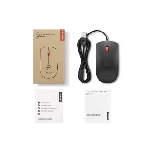 Lenovo 4Y51S24029 egér Irodai Kétkezes USB A típus Optikai 2000 DPI