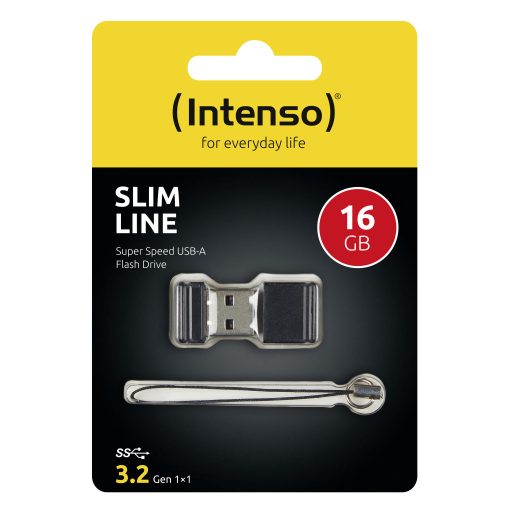 Intenso Slim Line USB flash meghajtó 16 GB USB A típus 3.2 Gen 1 (3.1 Gen 1) Fekete