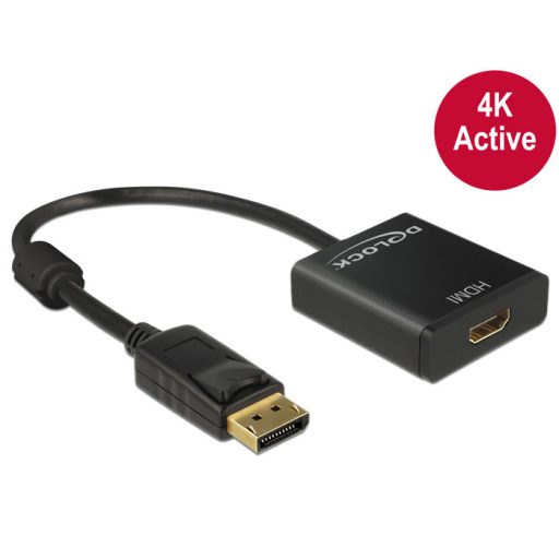 DeLOCK 62607 video átalakító kábel 0,2 M DisplayPort HDMI A-típus (Standard) Fekete