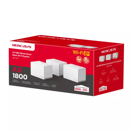 Mercusys Halo H70X (3-pack) Kétsávos (2,4 GHz / 5 GHz) Wi-Fi 6 (802.11ax) Fehér Belső