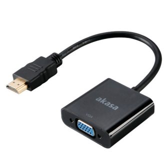   Akasa AK-CBHD15-20BK video átalakító kábel 0,2 M VGA (D-Sub) HDMI A-típus (Standard) Fekete