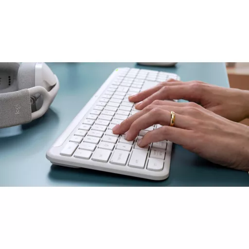 Logitech 920-012452 billentyűzet Irodai RF vezeték nélküli + Bluetooth QWERTZ Német Fehér