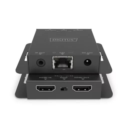 Digitus DS-55519 audió/videó jeltovábbító AV adó- és vevőegység Fekete