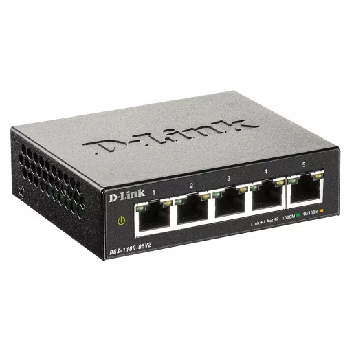 D-Link DGS-1100-05V2/E hálózati kapcsoló Vezérelt L2 Gigabit Ethernet (10/100/1000) Fekete