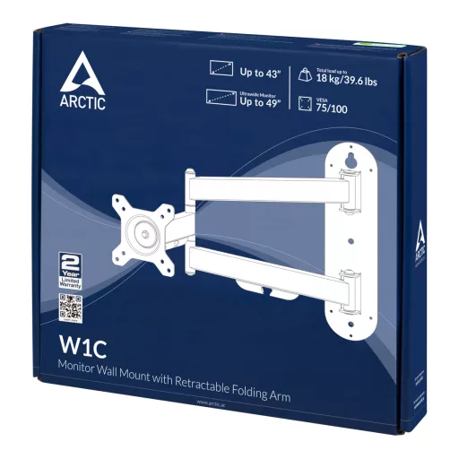 ARCTIC W1C 124,5 cm (49") Fali Fekete
