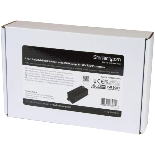 StarTech.com HB30A7AME hálózati csatlakozó USB 3.2 Gen 1 (3.1 Gen 1) Type-B 5000 Mbit/s Fekete