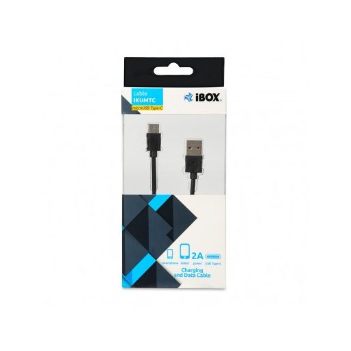 iBox IKUMTC USB kábel USB 3.2 Gen 1 (3.1 Gen 1) 1 M USB A USB C Fekete