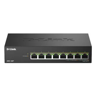   D-Link DMS-108P/E hálózati kapcsoló Beállítást nem igénylő (unmanaged) 2.5G Ethernet (100/1000/2500) Ethernet-áramellátás (PoE) támogatása Fekete