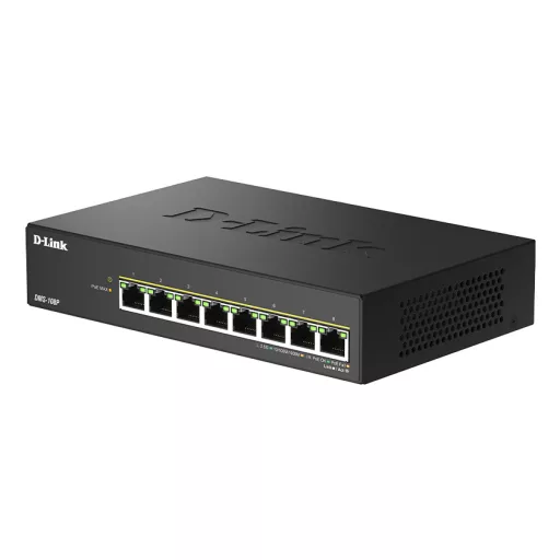 D-Link DMS-108P/E hálózati kapcsoló Beállítást nem igénylő (unmanaged) 2.5G Ethernet (100/1000/2500) Ethernet-áramellátás (PoE) támogatása Fekete