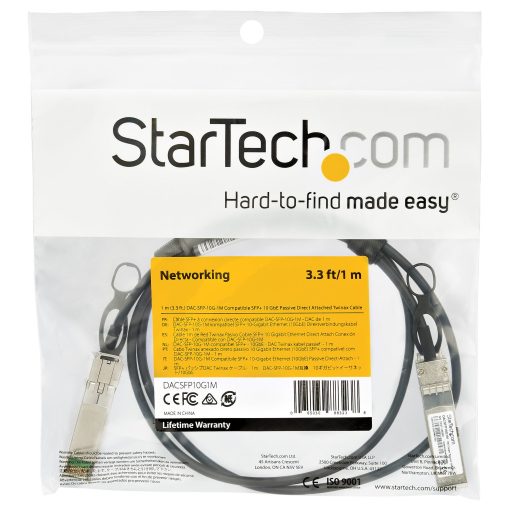 StarTech.com DACSFP10G1M InfiniBand és száloptikai kábel 1 M SFP+ Fekete