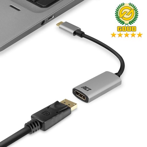 ACT AC7030 video átalakító kábel 0,15 M USB C-típus DisplayPort Szürke