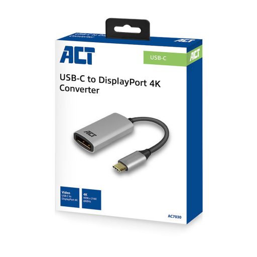 ACT AC7030 video átalakító kábel 0,15 M USB C-típus DisplayPort Szürke