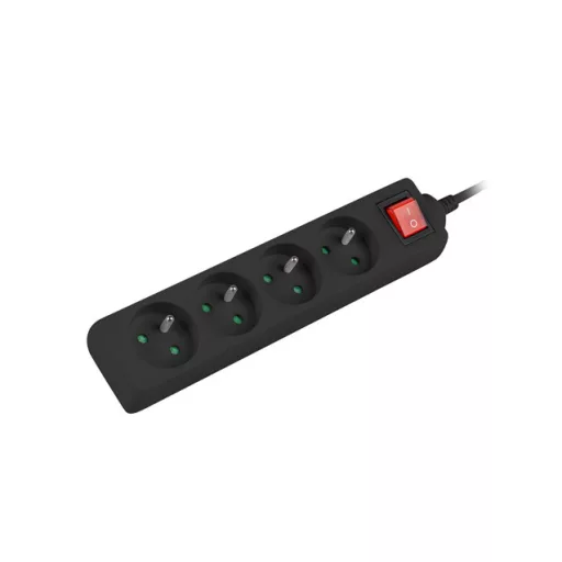 Lanberg PS1-04E-0150-BK elektromos elosztó 1,5 M 4 AC kimenet(ek) Beltéri Fekete