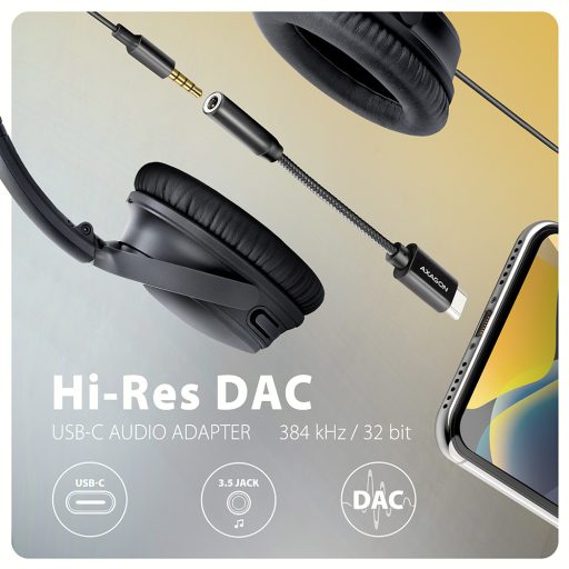 Axagon ADA-HC audio kábel 0,1 M 3.5mm USB C-típus Fekete