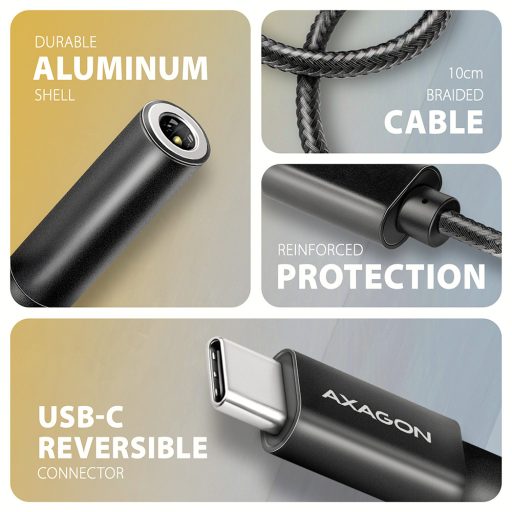 Axagon ADA-HC audio kábel 0,1 M 3.5mm USB C-típus Fekete
